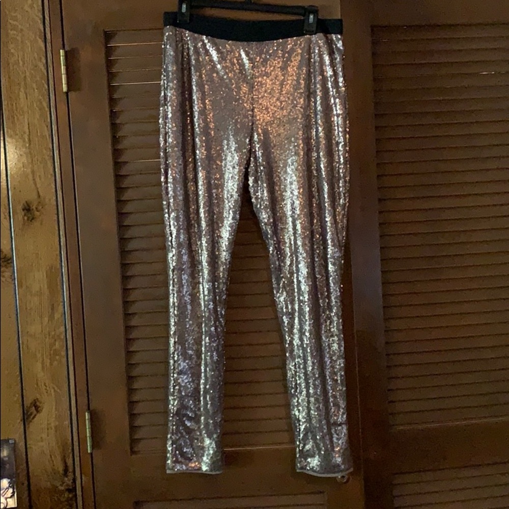 Rose gold sequin leggings